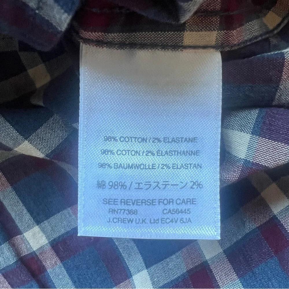 J. Crew Mercantile Flex Mens Slim Plaid Long Sleeve Button-Down Shirt Sz Large